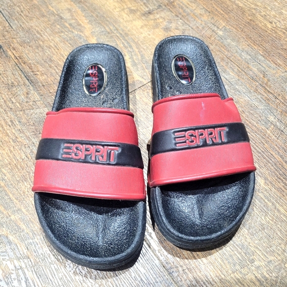 Esprit Black and Red Slide Sandals - Picture 1 of 11